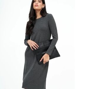 Gray Wool Long Sleeve Dress